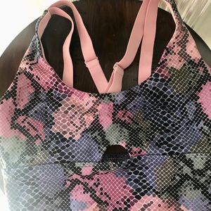Lorna Jane Blue and Pink Snakeprint Sports Bra XS